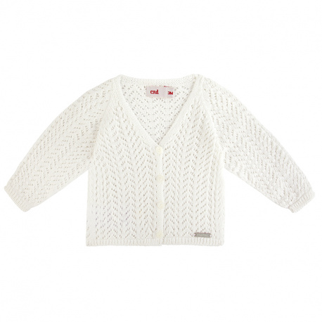 Cardigan traforato da bambina PANNA