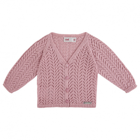 Cardigan traforato da bambina ROSA PALLIDO