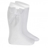 Knee high socks with organza bow WHITE