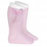 Chaussettes hautes unies avec noeud organza ROSE