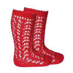 Cotton openwork knee-high...