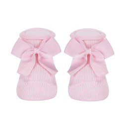 Baby warm cotton booties with grossgrainbow PINK