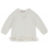 Cardigan punto legaccio con tulle nellacintura LATTE