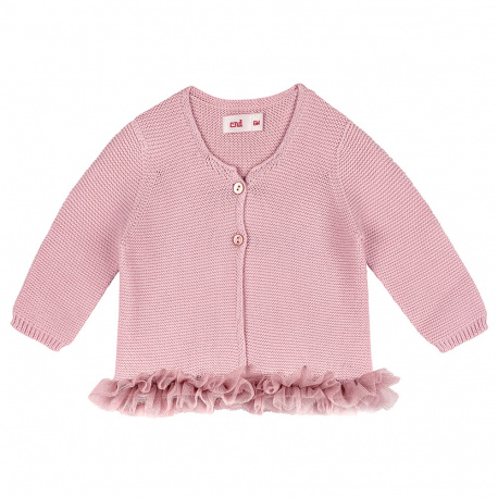 Cardigan point mousse avec tulle à la taille PALE ROSE