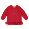 Cardigan punto legaccio con tulle nellacintura ROSSO