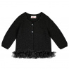 Cardigan punto legaccio con tulle nellacintura NERO
