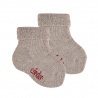 Merino wool-blend terry short socks w/folded cuff NOUGAT