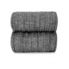 Chaussettes hautes côtelées en laine GRIS CLAIR