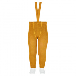 Merino wool-blend leggings w/elastic suspenders CURRY
