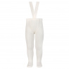 Rib tights with elastic suspenders CREAM