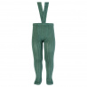 Rib tights with elastic suspenders LICHEN GREEN