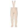 Rib tights with elastic suspenders LINEN