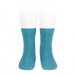 Plain stitch basic short socks STONE BLUE