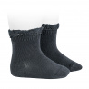 Short socks with lace edging cuff COAL