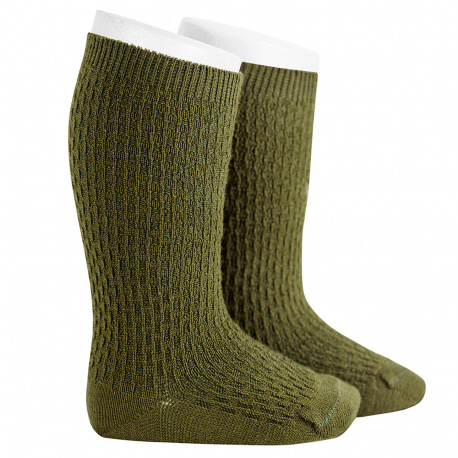 Merino wool-blend patterned knee socks MOSS