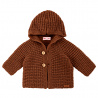 Merino blend hooded cardigan CHOCOLATE