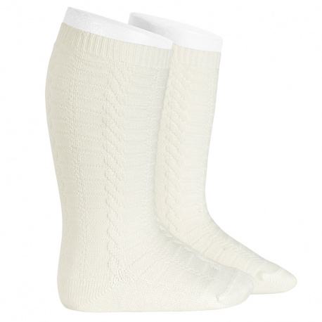 Braided knee socks CREAM