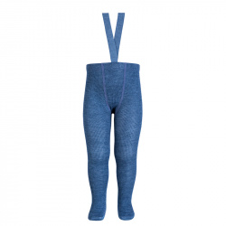 Merino wool-blend tights w/elastic suspenders JEANS