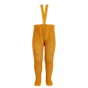 Merino wool-blend tights w/elastic suspenders CURRY