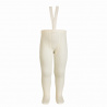 Merino wool-blend tights with elastic suspenders BEIGE