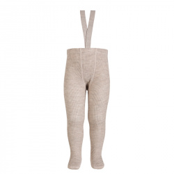 Collants à bretelles élastiques laine mélangée BEIGE