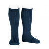 Calze lunghe a coste in misto lana merino BLU