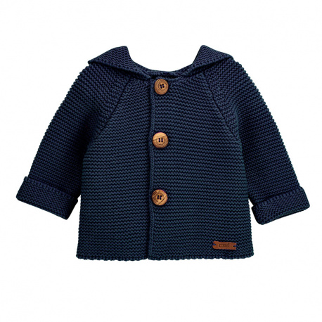 Boys garter stitch short coat NAVY BLUE