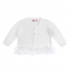 Cardigan punto legaccio con tulle nellacintura BIANCO