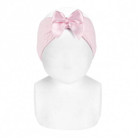 Shell openwork headband with satin bow PINK