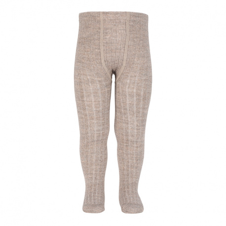 Merino wool-blend rib tights NOUGAT