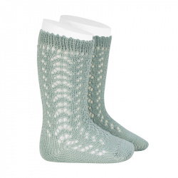 Perle openwork knee high socks SEA MIST