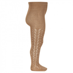 Perle openwork tights with sspike at side CAMEL