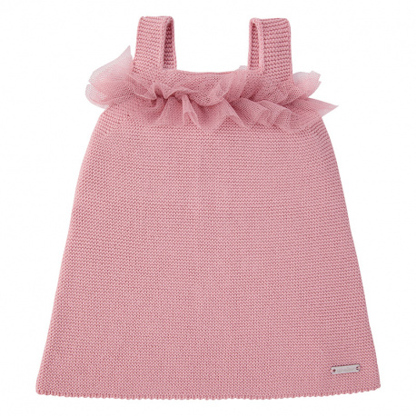 Garter stitch tulle dress PALE PINK