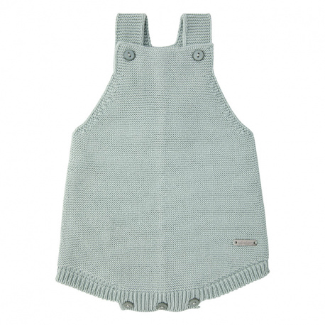 garter stitch baby romper SEA MIST