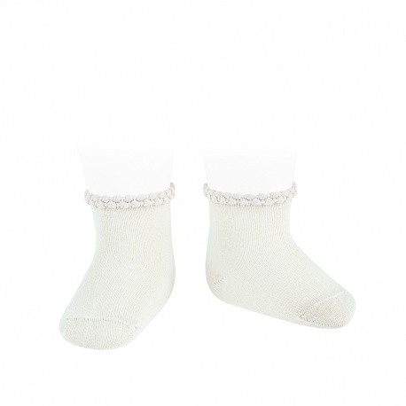 Short socks with patterned cuff CREAM