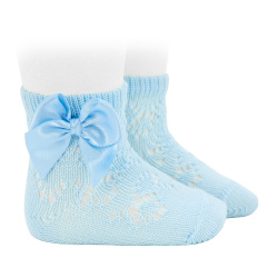 Chaussettes courtes perle ajouré géométrique noeud BLEU BEBE