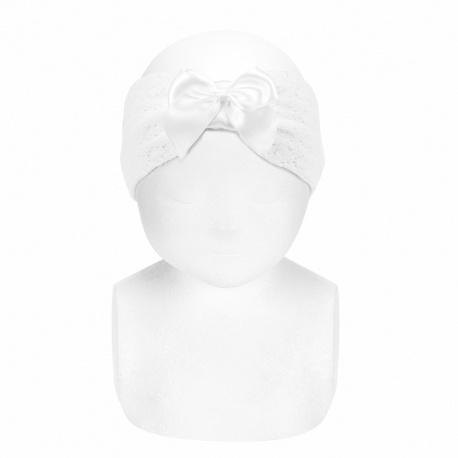 Shell openwork headband with satin bow WHITE