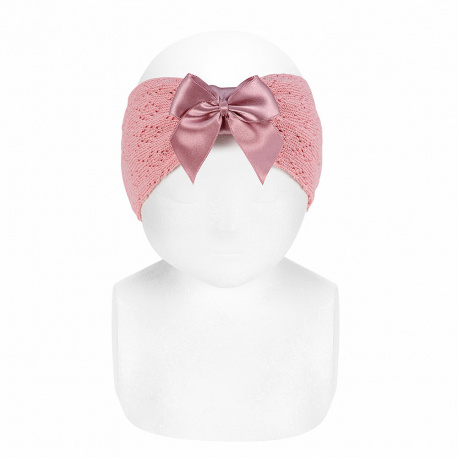 Shell openwork headband with satin bow PALE PINK