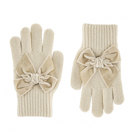 Gloves with giant velvet bow LINEN