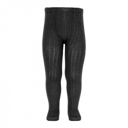 Merino wool-blend rib tights BLACK