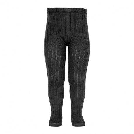 Leotards de canalé en mescla de llana merino NEGRE