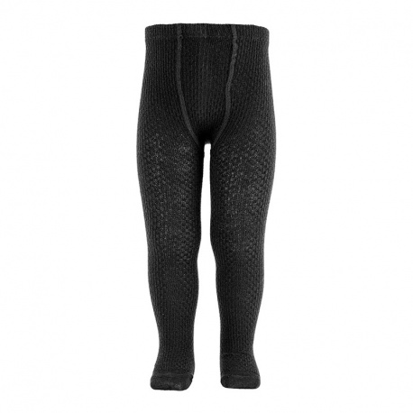 Merino wool-blend patterned tights BLACK