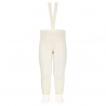 Merino wool-blend leggings w/elastic suspenders BEIGE