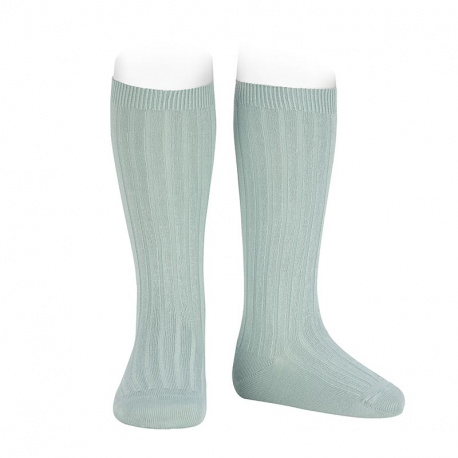 Basic rib knee high socks SEA MIST