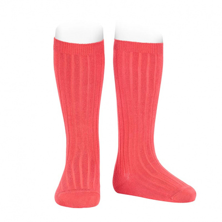 Basic rib knee high socks CORAL