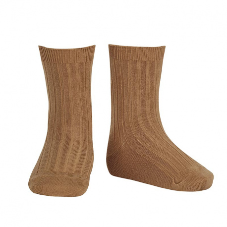 Basic rib short socks TOBACCO