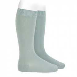 Plain stitch basic knee high socks SEA MIST