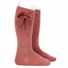 Chaussettes hautes coton avec noeud grosgrain TERRACOTA