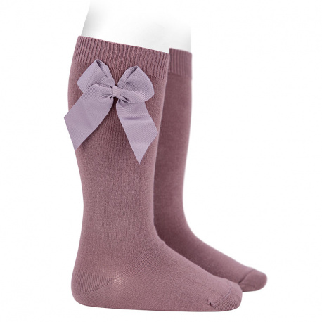 Cotton knee socks with side grosgrain bow IRIS