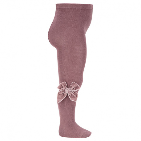 Cotton tights with side velvet bow IRIS
